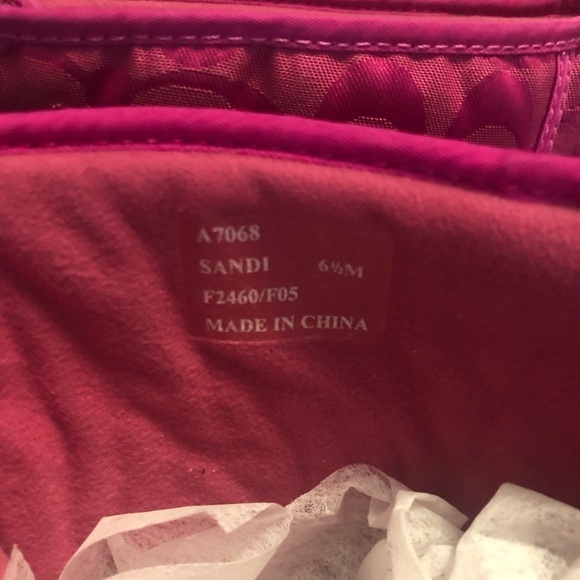 Coach Boots Sandi Dark Pink Mid Calf Signature Quilted Suede 6.5 Ankle Buckle - Picture 9 of 11